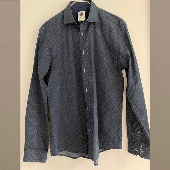 Hörst Slim Fit Micro Dot Dress Shirt Size Large - Picture 2 of 4